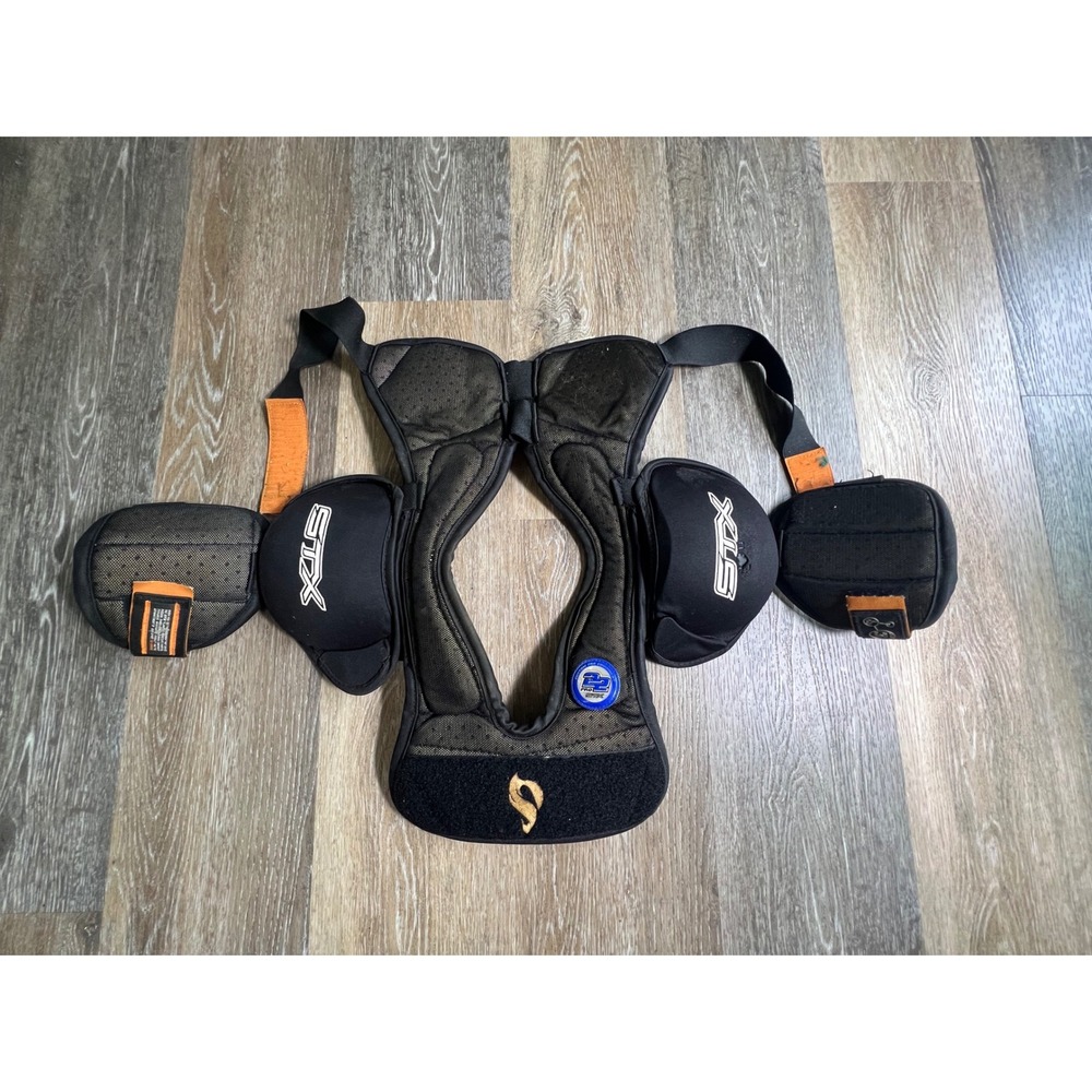 STX Lacrosse Shoulder Pads Unisex XX-Small Black Orange XLS Protective Gear